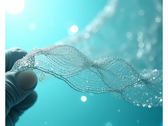 Close-up of innovative, eco-friendly fishing net material being tested