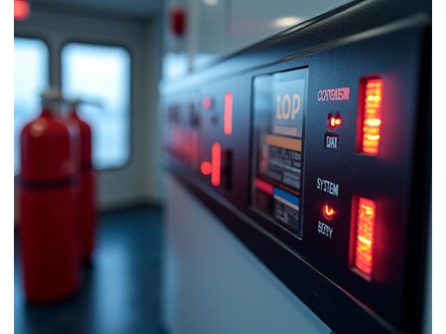 Advanced marine fire suppression system panel with extinguished fire indicator